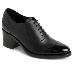 Office of Angela Scott | Mrs. Evans Wingtip Heeled Oxfords EU 38 | US 8 Black